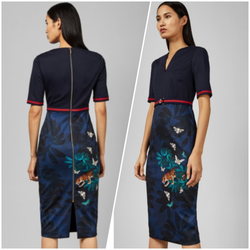 🍒NWT🍒 TED BAKER YALILA HOUDINII BODYCON DRESS 1 - Picture 3 of 8